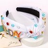 Birthday Headband for Women Birthday Queen Crown Birthday Tiara Knot Headband for Girls White Pearl Hair Band Beaded Headbands Candy Accessories Wide Rhinestone Headband Party Decorations Gifts