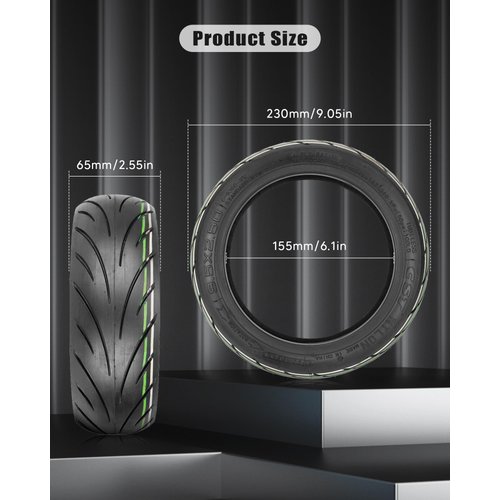 RidTianTek 9.5x2.50 Tubeless Tire 9.5 Inch with Live Glue Repairable for NIU KQi3/Pro/Max Electric Scooter Accessories, Rear Front Wheel Replacement, Non-Slip, Shockproof, Self Repairing (1 Pack)