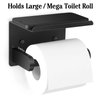 Toilet Paper Holder, Matte Black Toilet Paper Holder with Shelf,Screw or Self Adhesive Toilet Paper Holder Wall Mount,SUS304 Bathroom Toilet Paper Holder,Toilet Paper Roll Holder for Bathroom,Washroom