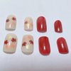 Fall Press on Nails Short Square Fake Nails Maple Leaf with Design, Glossy Full Cover Fake Nails Glitter Reusable Acrylic Nails Stick on Nails Thanksgiving Autumn Medium Square False Nails for Women