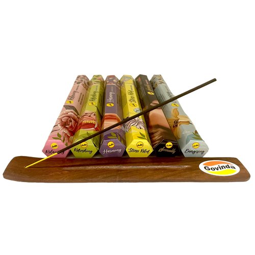 Sreevani Incense Sticks Variety Pack #10 and Incense Stick Holder Bundle with 6 Aromatherapy Fragrances