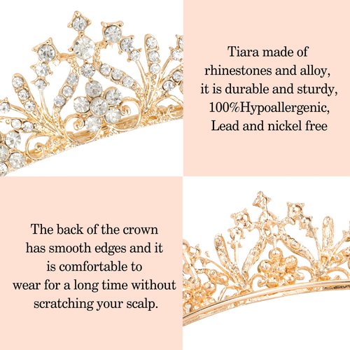 Aprince Tiaras for Girls Princess Crowns for Little Girls Tiaras for Women Girls Crown Wedding Tiara Headband Princess Crown Hair Accessories for Prom Birthday Costume Party Gold Crown