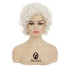 Baruisi Short Curly Cream White Wigs for Women Synthetic Natural Curly Layered Halloween Cosplay Wig