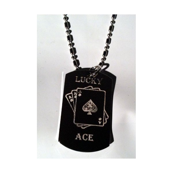 Gambling Poker Cards Lucky ACE Symbols - Military Dog Tag Luggage Tag Key Chain Metal Chain Necklace