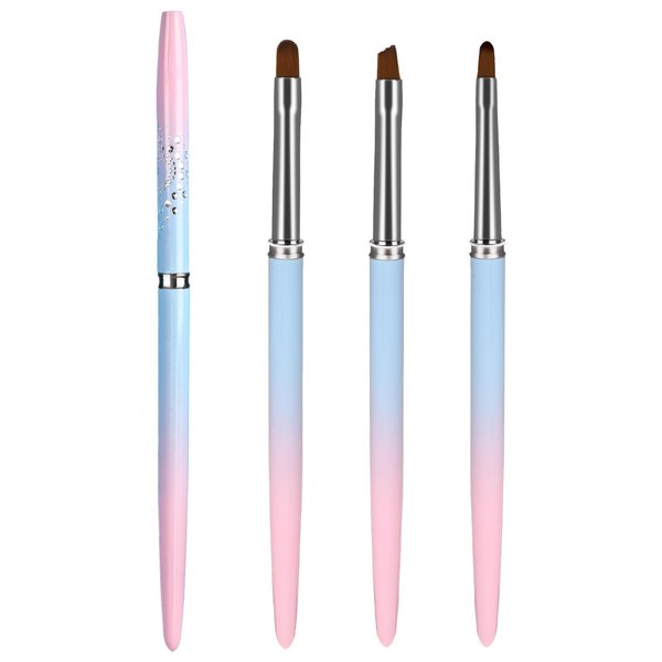 3Pcs Nail Polish Clean Up Brush Set, Round&Angled Manicure Nail Brushes for Cleaning Nail Art Polish Remover Brush Professional Nail Detail Brush Nail Painting Tool for Nail Art Design