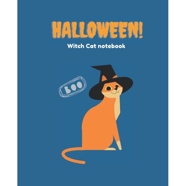 Halloween Witch Cat notebook: | College Ruled | 100 Pages | 7.5" x 9.25"
