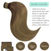 Wrap Around Clip in Ponytail Hair Extensions Long Ponytail Extension Natural Straight Ombre Darker Brown Mix Light Brown to Light Brown Pony Tails Hair Extensions T#(M3-8)-8 16 Inch 80g