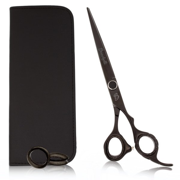 Bucchelli 6 Inch Hair Cutting Scissors Professional - Japanese 440A Micro Bevel Edge with Adjustable Tension Knob (Black Right 6")