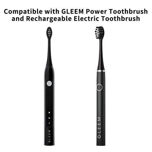Replacement Toothbrush Heads Compatible with Gleem Electric Toothbrush, W Shape Design Planted with Nylon Bristle Black 10 Pack (Black)