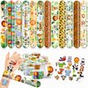 Cherisnowy 48 PCS Jungle Party Favors 24PCS Tattoos Sticker 24PCS Slap Bracelets Wristbands Perfect for Themed Birthday Baby Showers or Classroom Rewards Ideal Decor and Gifts for Girls and Boys