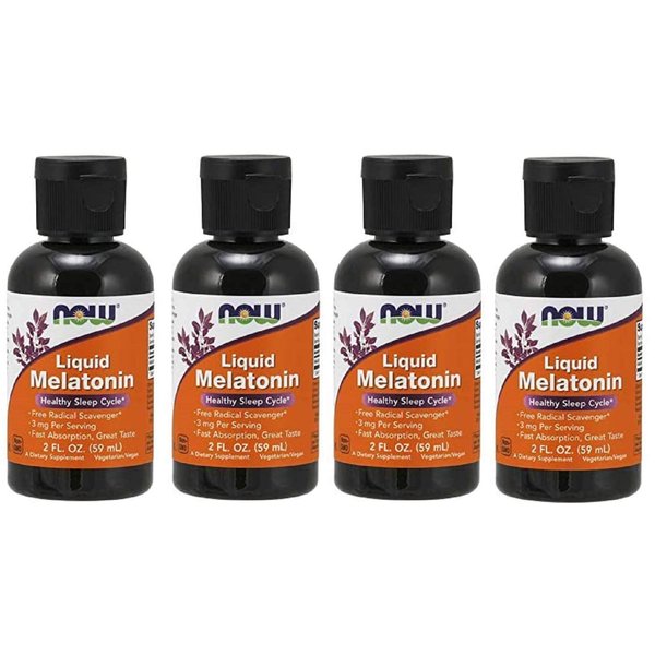 Liquid Melatonin 3mg (Pack of 4) Now Foods 8 oz. (4 x 2 oz.) Liquid