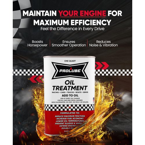 Prolube Oil Treatment - Engine Oil Additive for Gas & Diesel Engines - Reduces Wear, Noise, Vibration - Boosts Fuel Economy & Horsepower - Works on Transmissions & Differentials (1QT)