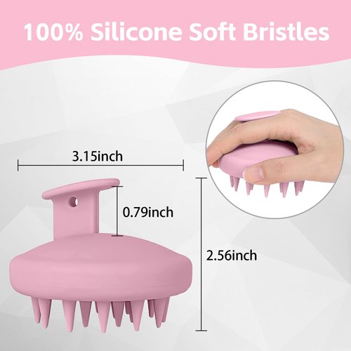 HHWXMHH Scalp Massager, Soft Silicone Hair Scrubber for Hair Growth & Head Massage, Shampoo Brush Scalp Scrubber, Dry & Wet Shower Hair Brush for Women Men Adult Child (Pink)
