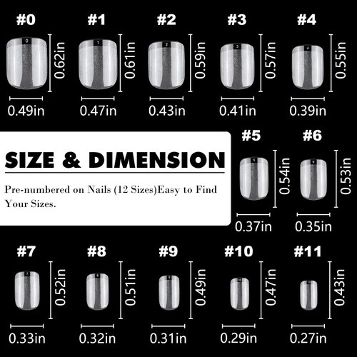 LoveOurHOme 240pc Clear Gel X Nail Tips Short Square Fake Nails Full Cover False Nail Tips Soft Gel Artificial Fingernails for Gel Nails/Acrylic Nails Extension Press on Nails Making