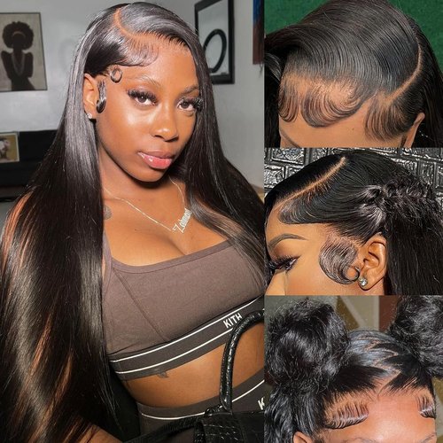 JUBOTIN 26 Inch Straight Lace Front Wigs Human Hair 180% Density 13x6 HD Lace Front Human Hair Wigs for Black Women Human Hair Glueless 13x6 Lace Front Wigs Human Hair Pre Plucked Human Hair Wig