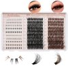 Fluffy Lash Clusters 10-22mm 80D with Bottom Lashes 5-7mm Black Lashes & Brown Lash Clusters D Curl Cluster Eyelash Extensions 296 PCS Thick Volume Individual False Eyelashes DIY At Home, by Anforlin