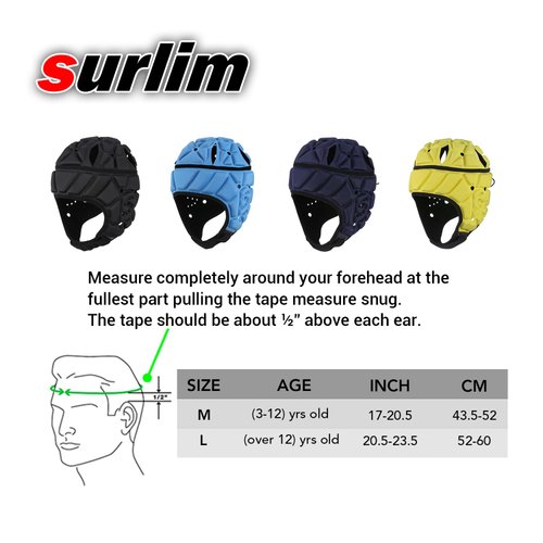 surlim Soft Helmet Flag Football Rugby Helmet Scrum Cap Soft Shell Helmet Soccer Headgear for Youth Adults (Black, Medium)