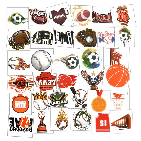 Ospvcwk Sports Temporary Tattoos for Kids Boys - 40 Sheets, 300 Assorted Cute Styles in Baseball, Basketball, Soccer, Football, Easy to Remove, Sports Birthday Party Favors, Goodie Bag Fillers