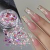 12 Grids Hexagon Nail Art Glitter Holographic Mermaid Nail Glitter Sequins Pink Heart Nail Sequins Chunky Shiny Star Nail Art Supplies Nail Glitter Powder for Women DIY Acrylic Nail Decoration