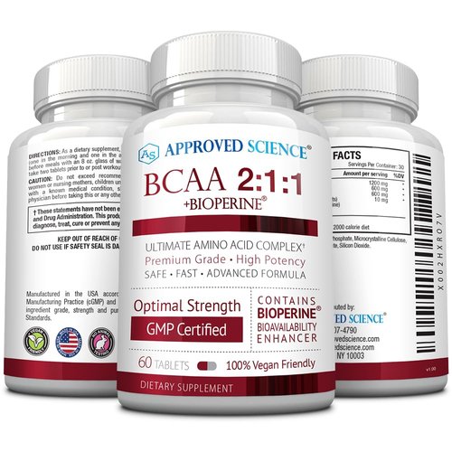 Approved Science BCAA Supplement - 180 Tablets - 2400mg - Increase Performance and Enhance Muscle Development - L-Leucine, L-Isoleucine, L-Valine - Made in USA, Non-GMO