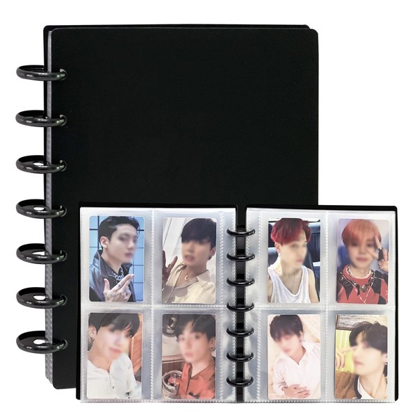 Kpop Photocard Binder with 30Pcs Inner Pages 3 Inch Photocard Holder Book Sleeves A5 Idol Card DIY Collector 2×3 Polaroid Photo Album, Black