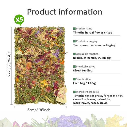 HGPOKLVT Rabbit Chew Toys, Chinchilla Treats for Dental Health, Natural Timothy Hay Chips Chew Treats,Small Animals Snacks for Rabbits, Hamsters, Bunny, Guinea Pig, Chinchillas (Timothy Hay*5)