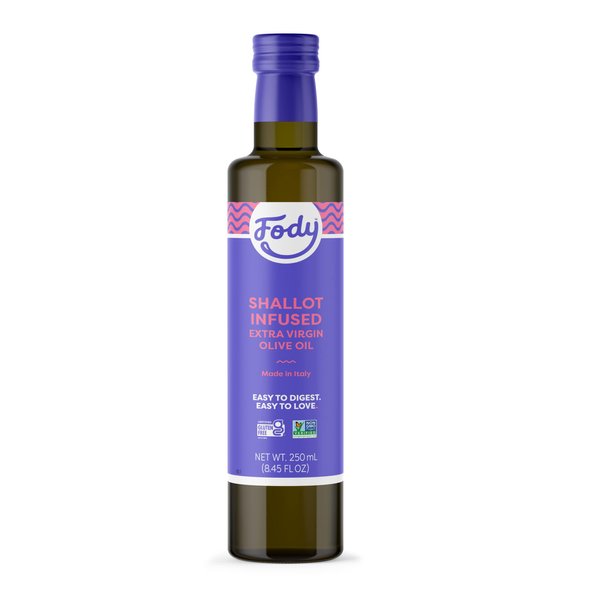 Fody Foods Vegan Extra Virgin Olive Oil, Italian Made Shallot Infused, Cold-Pressed, Low Fodmap Certified, Sensitive Recipe, Gut & IBS Friendly, Pack of 2