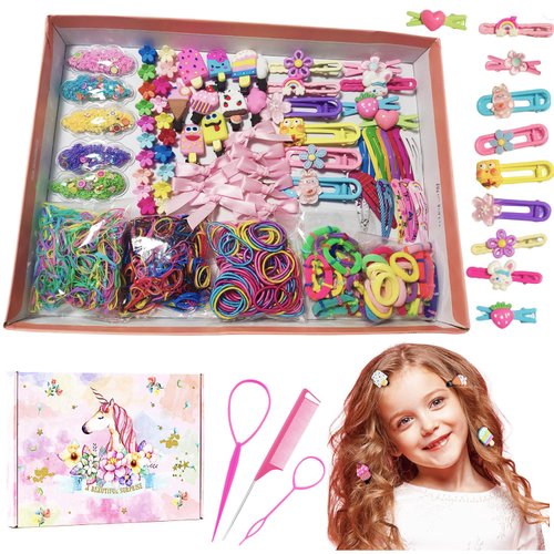 1212Pcs Hair Accessories for Girls MYEBONG Cute Girls Hair Clips Elastic Hair Ties Rubber band Bow Hair clips Hair Tail Tools for Girls Women
