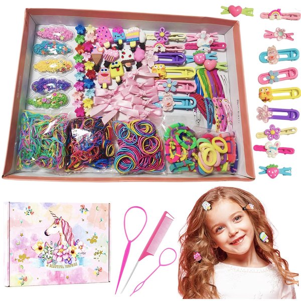 1212Pcs Hair Accessories for Girls MYEBONG Cute Girls Hair Clips Elastic Hair Ties Rubber band Bow Hair clips Hair Tail Tools for Girls Women