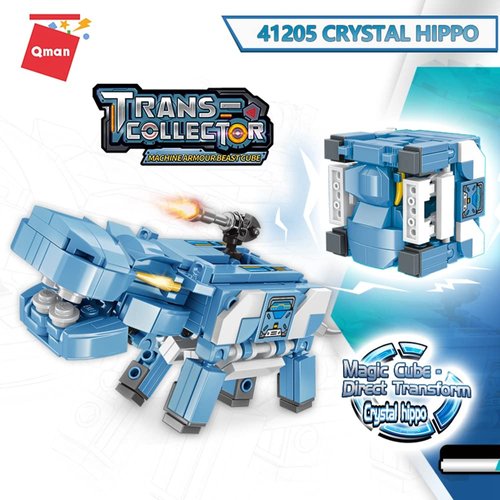 QMAN Building Blocks STEM Toy for Kids Age 6+ Magic Cube Bricks Transform Animal Toys to Build Educational Learning Creative Building Kit Gift Toy for Boys and Girls, 149 Pieces (Hippo Model)