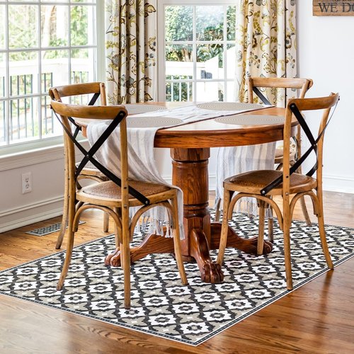 Carolina Creekhouse Vinyl Rug | Sarah 057872UA | Vinyl Floor Mat | Decorative, Vintage, Waterproof, Eco-Friendly, Non-Slip | Taupe, 2'x3'