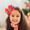 Hair Bows Snowflake Sequins Bow Hair Clips Glitter Hairpin Red Green Christmas Tree Ribbon Hand Print Hair Clips Toddler Girls Kids Bow Claw Clips for Thick Thin Hair Decor Xmas Party 2PCS