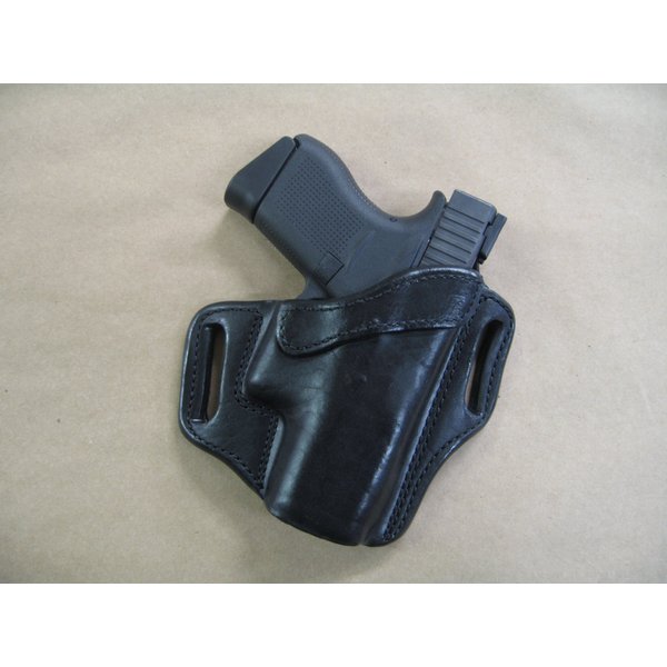 Azula OWB Leather 2 Slot Molded Pancake Belt Holster for Glock 43, 43X 9mm Pistol Black RH