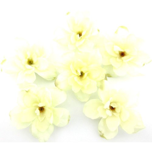 6 pc Lot Cream White Apple Blossom Silk Flower Hair Clips