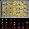 28 Grids Gold Metal Nail Studs, Multiple Shapes Rivet Jewelry Accessories, 3D Mix Geometry Nail Art Glitter Flakes Decorations Set for Women Girls Manicure Acrylic Nails Supplies DIY Crafts Sequins