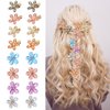 Paderison 16Pcs Flower Hair Clips Small Hair Clips for Girls 8 Mini Flower Hair Claw Clips with Crystal Tiny 8 Cute Metal Duckbill Clips Colorul Sweet Bang Hair Barrettes Hair Accessories for Women
