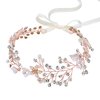 SWEETV Bridal Headband Wedding Headpiece for Bride Hair Accessories for Wedding Hair Pieces Crystal Pearl Hair Vine Rose Gold