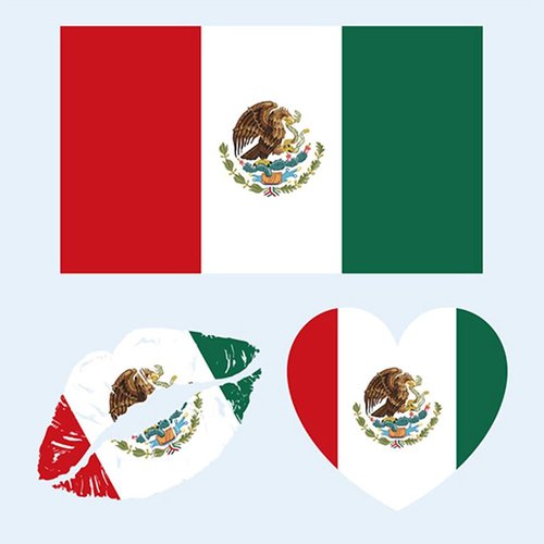 Y&C TENCOB Mexican Flag Tattoos,25 Sheets Mexican Flag Temporary Face Tattoos Stickers,100 Pcs Waterproof Sweat National Flag Removable Fake Tattoos For Men Women Kids(Mexico)