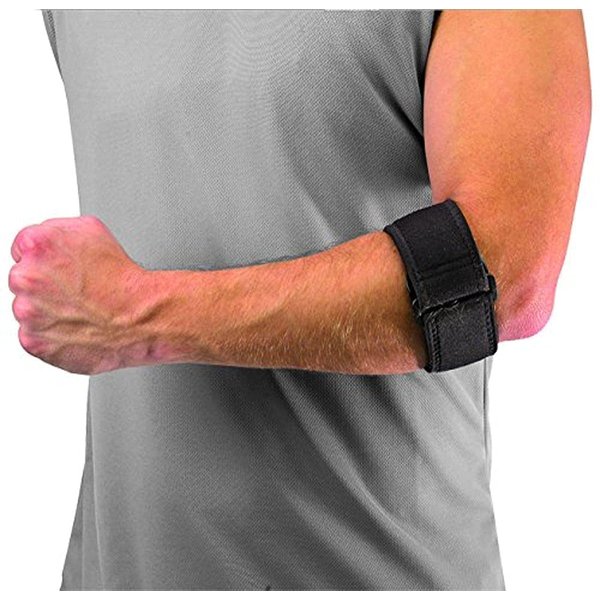 MUELLER Tennis Elbow Support with Gel Pad, Black, One Size Fits Most