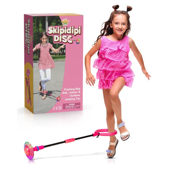 IPIDIPI TOYS Skip It Ankle Toy - Pink Flashing Retro Skipit Toy Hopper Ball, Ankle Jump Rope Skip Ball - Improve Coordination, Get Exercise The Fun Way - Best Retro Birthday Gift for Kids Ages 5-12