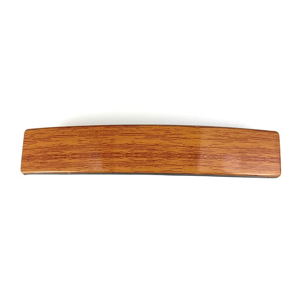 Copper Brown barrette big rectangle hair clip accessory 4.25 inches long plastic wood grain pattern