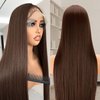 Chocolate Wig, Auburn Lace Front Wig Chocolate Brown 30 Inch Glueless Lace Front Wigs Pre-Plucked Straight Hair HD Lace Wig (Light Brown, 30 Inch)