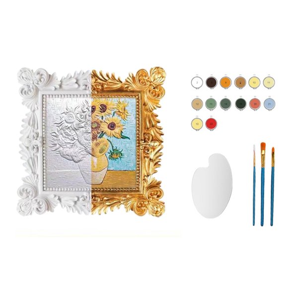 LONG QUAN CELADON Van Gogh 3D DIY Painting Kit for Adults and Kids - Canvas, Frame, Paints & Brushes - Creative Home Decor & Art Craft Set