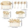 8 Pieces Leaf Hair Side Combs Gold Rhinestone Hair Pins Clips with Teeth Combs for Wedding Hair Accessories for Women, Girls, Bride, Bridesmaid (Gold)