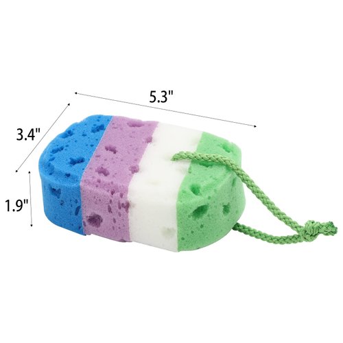 3 Pieces Exfoliating Bath Sponge Body Sponges Shower Loofah Soft Bathing Pouf Foam Lufa Body Scrubber