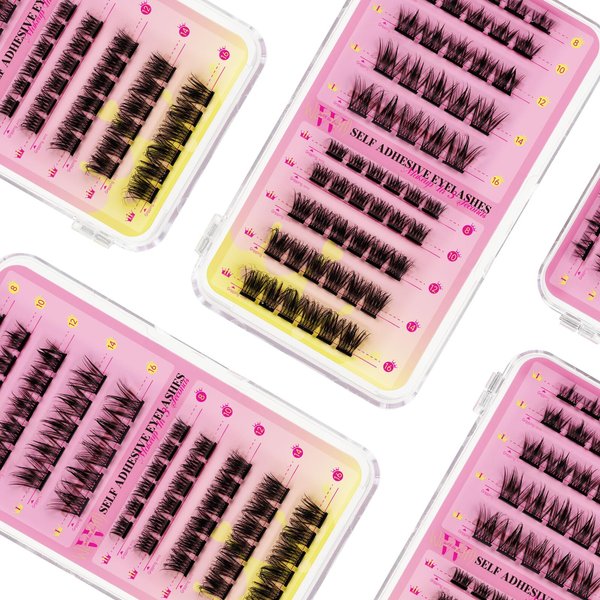 Self-adhesive Lash Clusters 55Pcs Cluster Lashes Cluster Eyelash Extensions Mix8-16mm Sticking Eyelashes Clusters Wispy DIY Eyelash Extension Thin Band For Makeup at Home by W(03)