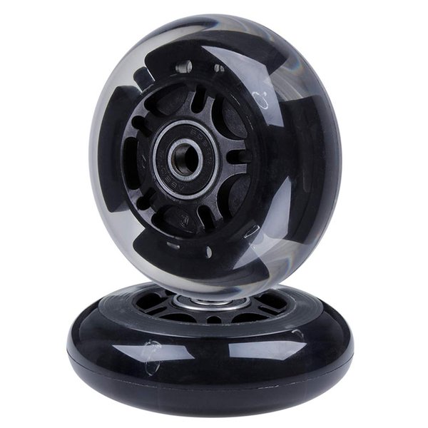 AOWISH 2-Pack Light Up Scooter Rear Wheels 80mm Flash Flashing Inline Skates Replacement Wheel with Bearings ABEC 9 for Adjustable 3-Wheel Kick Scooters (Black)