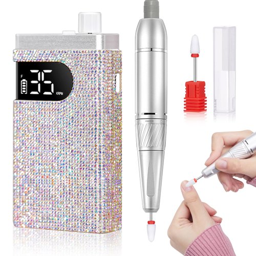 CHRISTINE SHELLY Rechargeable 35000RPM Nail Drill Sparkling Portable Professional Electric Nail File for Acrylic/Gel Nails Professional Nail Tools for Manicure Pedicure