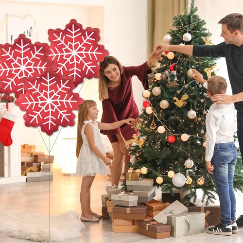 HAIMITI 3pcs Christmas Balloons Christmas Snowflake Aluminum Foil Balloons Red Big Balloons Cute Cartoon Balloon Arch Kit For Christmas Kids' Party Supplies Accessories