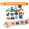 Cherisnowy 48 PCS Game Party Favors 24PCS Tattoos Sticker 24PCS Slap Bracelets Wristbands Perfect for Themed Birthday Baby Showers or Classroom Rewards Ideal Decor and Gifts for Girls and Boys